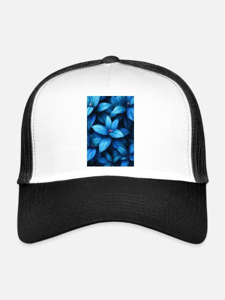 Cobalt Blue Leaf Weave - Trucker Cap - white/black - Front