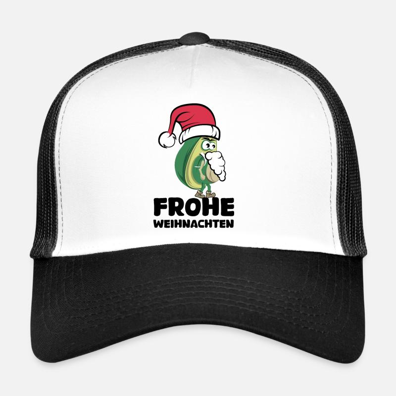 avocado frohe Weihnachten Bart comic cartoon Logo - Trucker Cap - Weiß/Schwarz