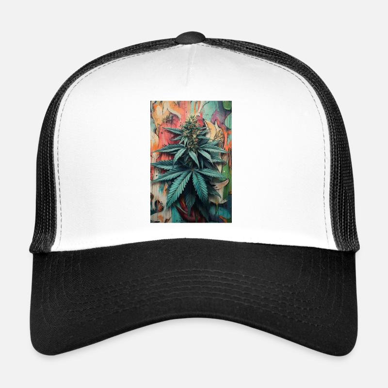 Graffiti Cannabis Leaf Art Trucker Cap