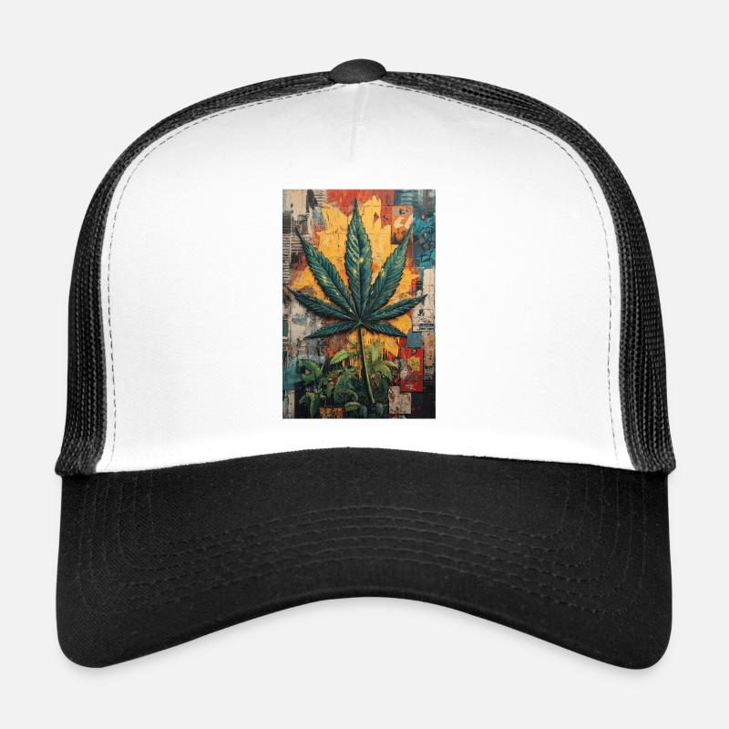 Graffiti Hemp Leaf Wall Art Trucker Cap