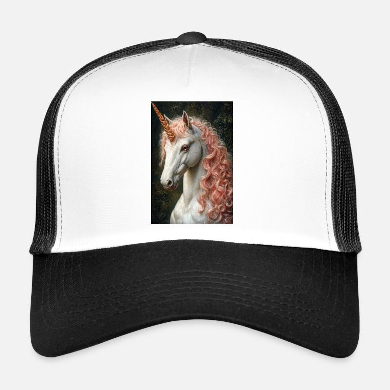 Unicorn in rosé marble light - Trucker Cap - white/black