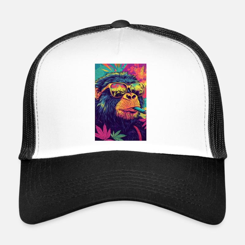 Psychedelic monkey with sunglasses Trucker Cap