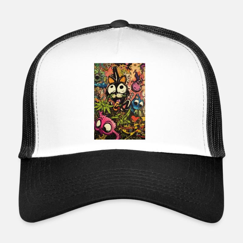 Buntes Comic-Monster Graffiti Trucker Cap