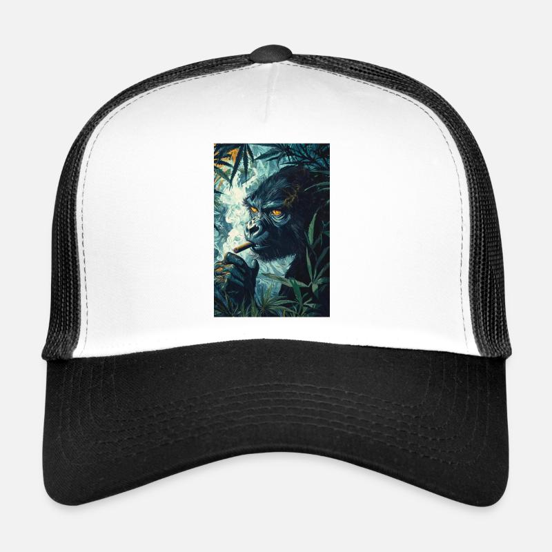 Gorille de la jungle avec de la fumée de cigarette Casquette trucker 