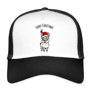 Furry Christmas Christmas Llama with pointed hat - Trucker Cap - white/black - Front