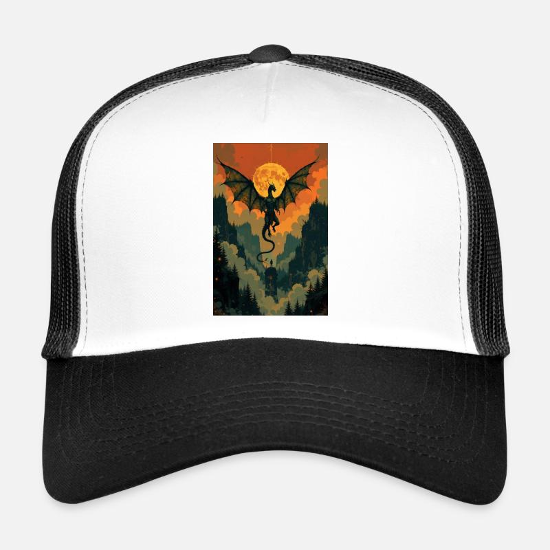Drache - Trucker Cap - Weiß/Schwarz