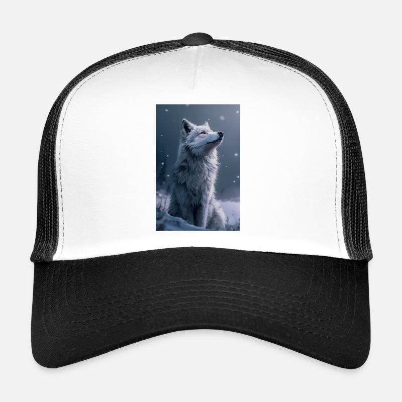 Weißer Wolf Illustration Poster Trucker Cap