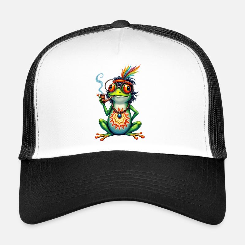 Lustiger Frosch mit Friedenspfeife - Hippie-Vibes Trucker Cap