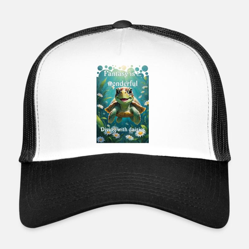 Unter Wasser Schildkröte taucht mit Gänseblümchen - Trucker Cap - Weiß/Schwarz