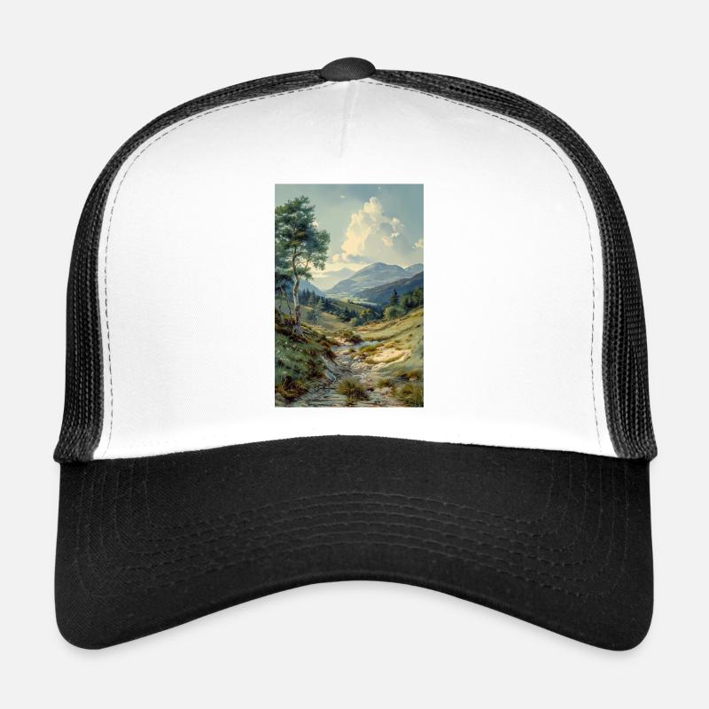Nature Landscape Illustration Poster Trucker Cap