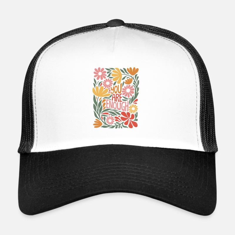 Positive Self Love Boho Floral Design - Enough - Trucker Cap - white/black