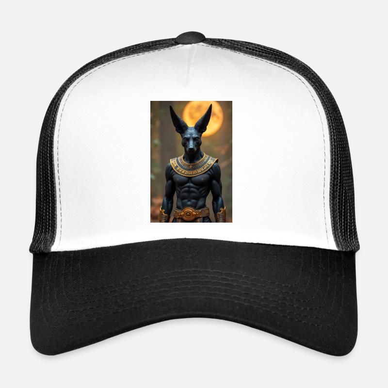 Anubis, dieu à tête de chacal, debout dans une Casquette trucker 