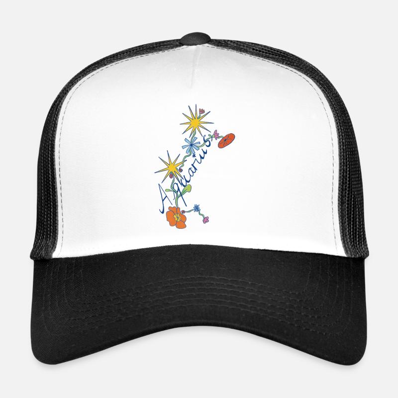 Aquarius – Kreative Sternzeichen-Illustration - Trucker Cap - Weiß/Schwarz