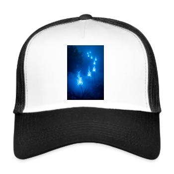 Hitodama Ätherische, flackernde Seelenlichter, die dahintreiben - Trucker Cap - Weiß/Schwarz - Vorne