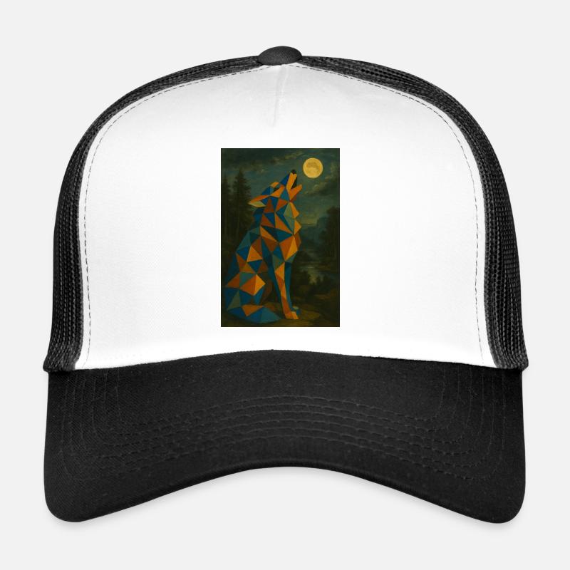 Wolf heult Mond an - Trucker Cap - Weiß/Schwarz