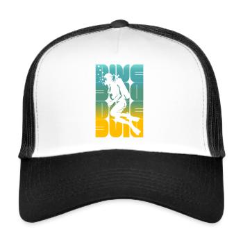 Diving diver scuba silhouette - Trucker Cap - white/black - Front