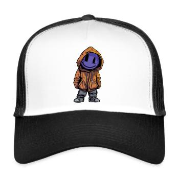 Créature fantastique avec sourire violet - Casquette trucker  - blanc/noir - Devant