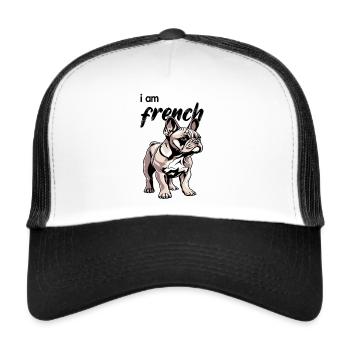 French Bulldog Dog Motif Dog - Trucker Cap - white/black - Front