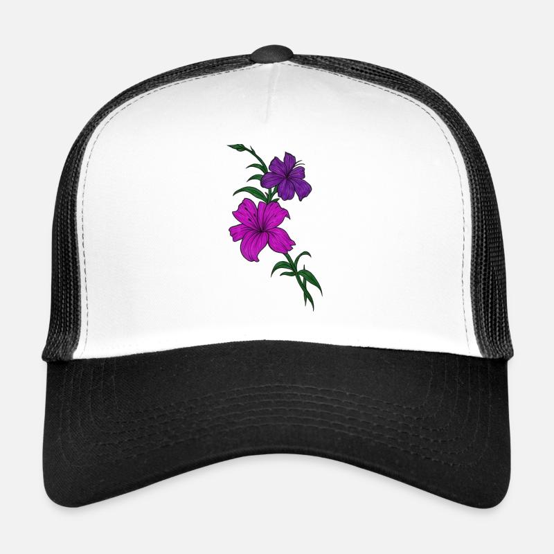 Œuvre d’art florale - Fleur violette dessinée à la main Casquette trucker 