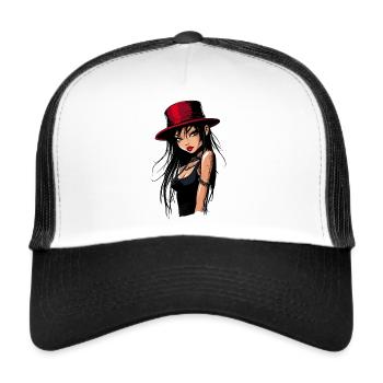 Schwarzhaarige Schönheit - comic girl - Trucker Cap - Weiß/Schwarz - Vorne