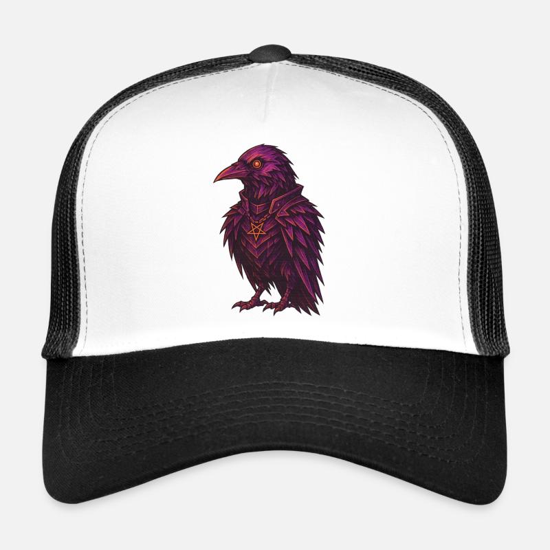 Gothic Krähe/Rabe - Trucker Cap - Weiß/Schwarz
