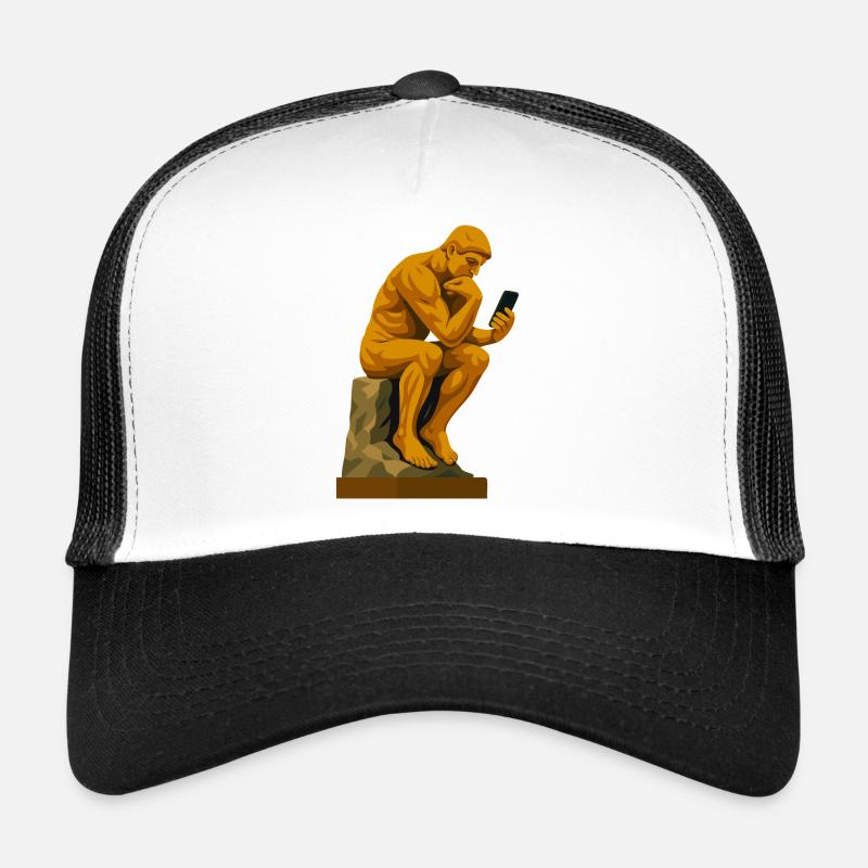 Le Penseur (connecté) - Casquette trucker  - blanc/noir