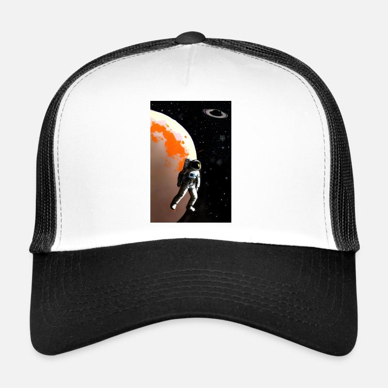 astronaut vor pklanet orange - Trucker Cap - Weiß/Schwarz