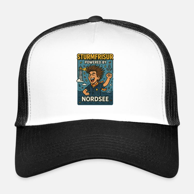 Sturmfrisur powered by Nordsee - Trucker Cap - Weiß/Schwarz