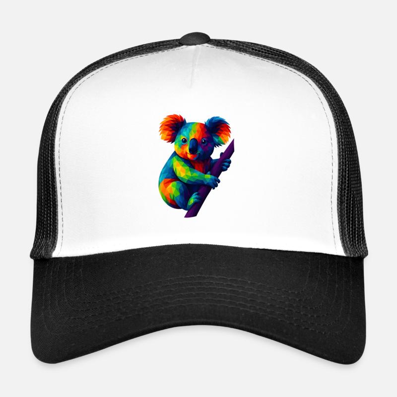 Animaux polygonaux de style WPAP - Koala Ours suspendu à la branche Casquette trucker 