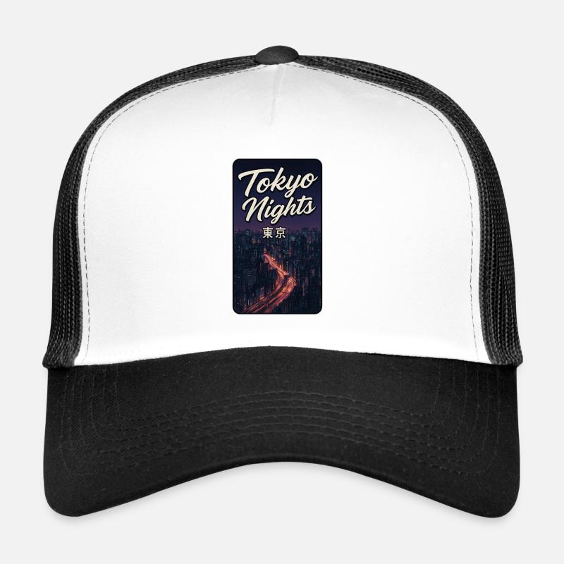 Nuits de Tokyo - Casquette trucker  - blanc/noir