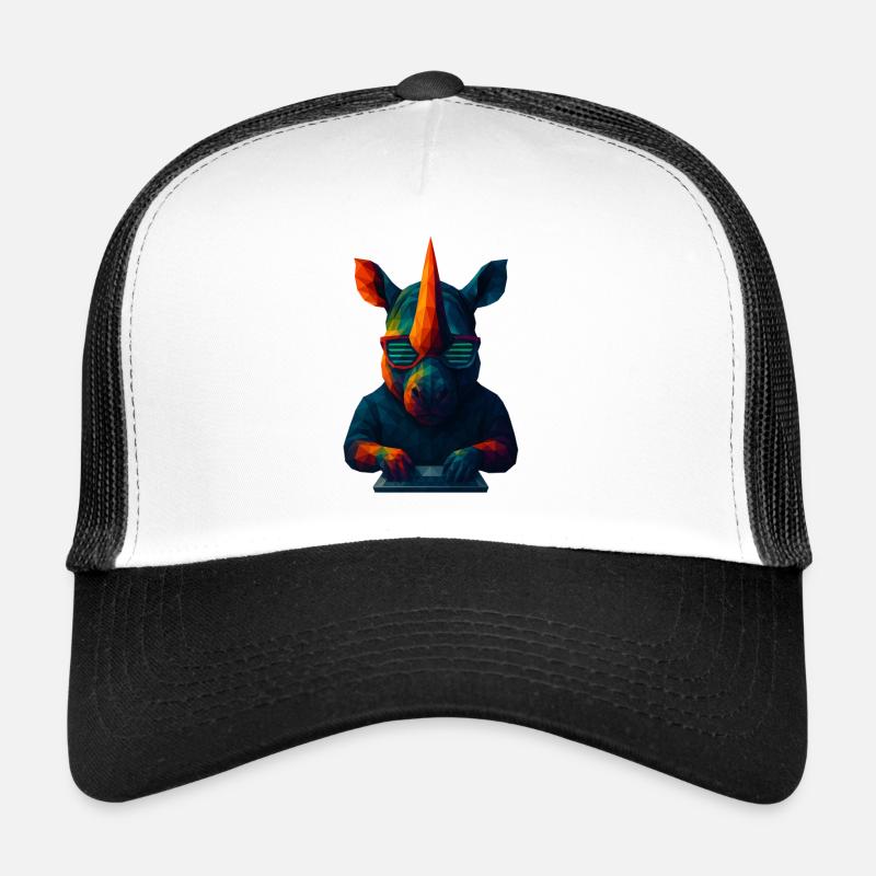 WPAP Style Animals - Techno Rhino avec lunettes de soleil Casquette trucker 