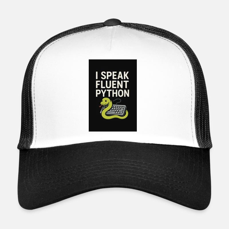 Serpent de codage Python - Casquette trucker  - blanc/noir