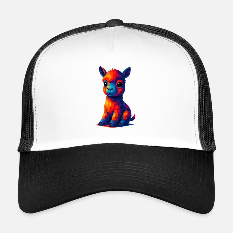WPAP Polygon Kawaii Style Animaux Bébé Alpaga Lama Casquette trucker 