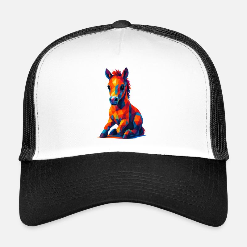 WPAP Polygon Kawaii Style Animaux Bébé Cheval Poulain Casquette trucker 