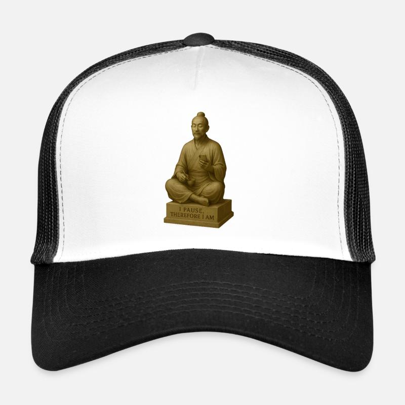 Meditativer Mönch mit Smartphone Trucker Cap