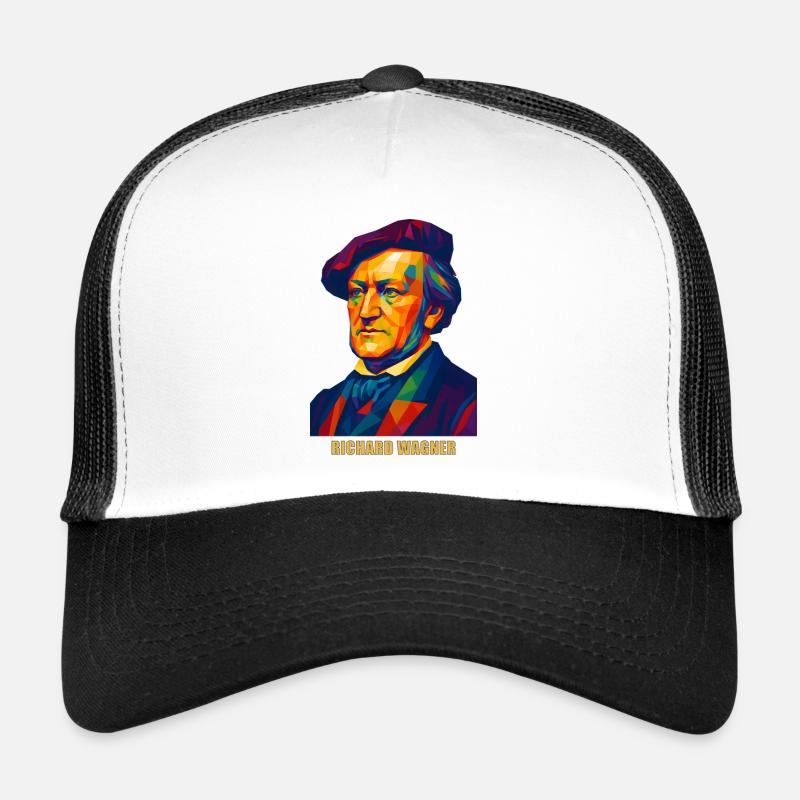 WPAP Polygon Portrait Richard Wagner Composer - Trucker Cap - white/black