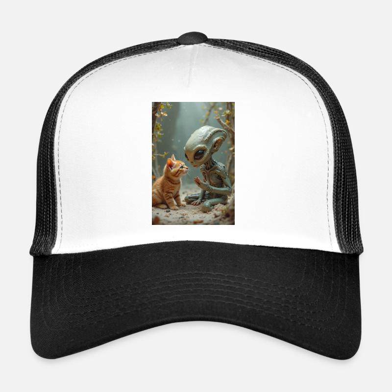 Alien Creature with Cat Companion Trucker Cap