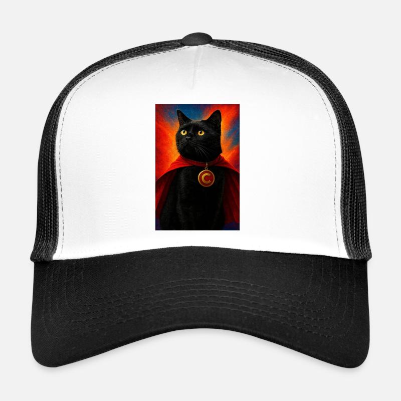 Chat super-héros avec médaillon en or Casquette trucker 