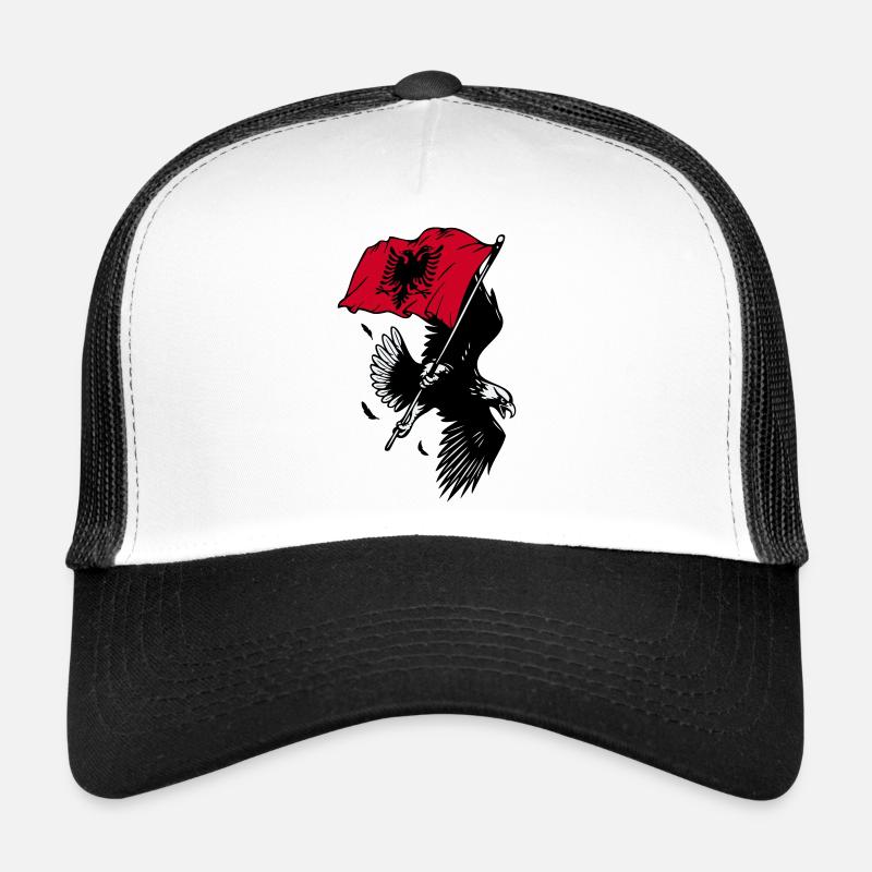 Albanian eagle with flag - Trucker Cap - white/black