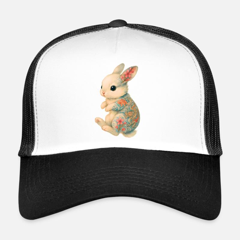 Yakuza Bunny – Soft Fur, Bold Ink - Trucker Cap - white/black