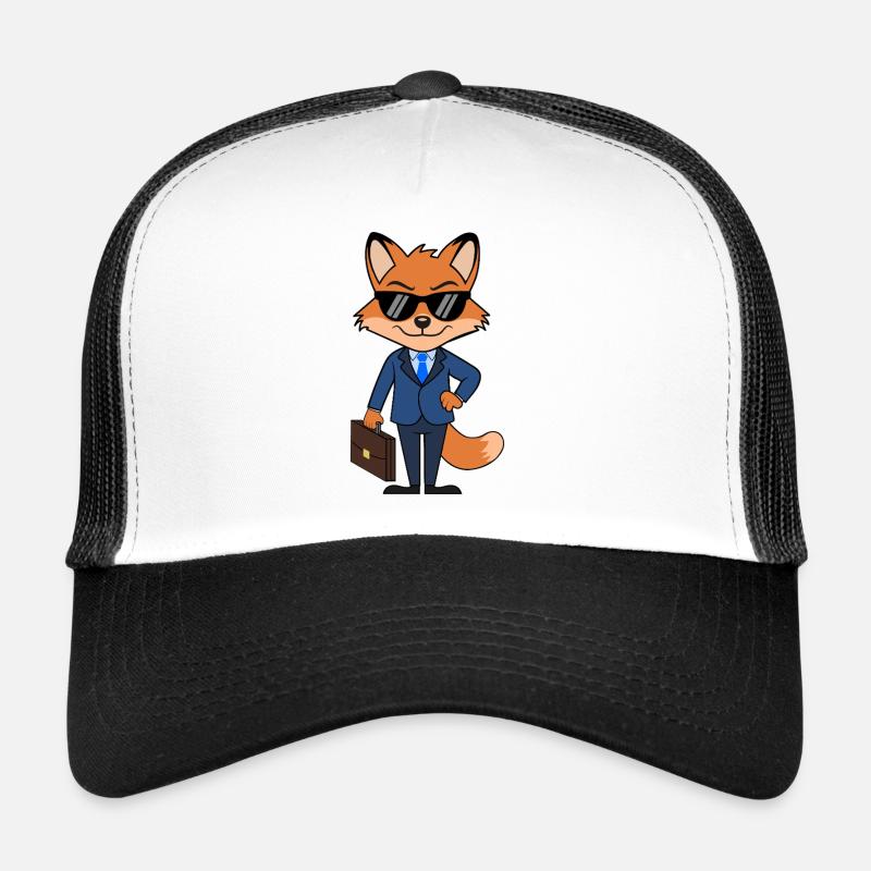Fox Geschäftsmann eleganter Anzug mit Aktentasche - Trucker Cap - Weiß/Schwarz