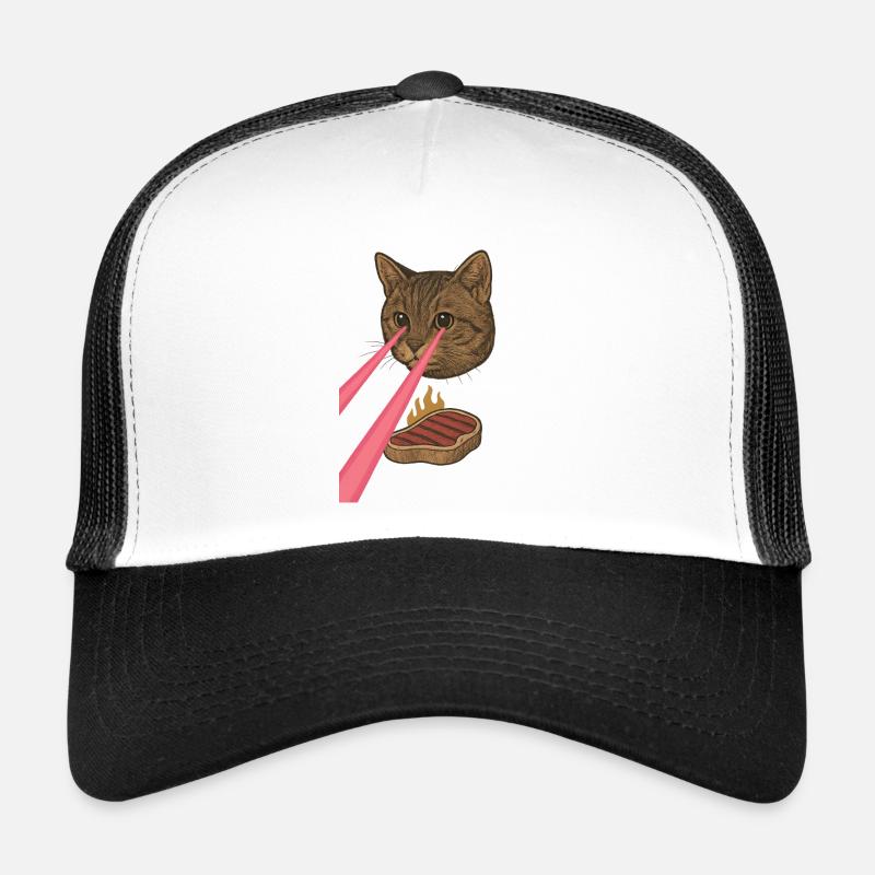 Laser Katze - Trucker Cap - Weiß/Schwarz