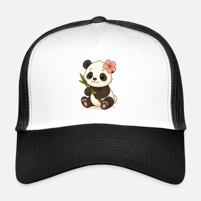 Mignon panda ours avec feuille d’hibiscus Casquette trucker 