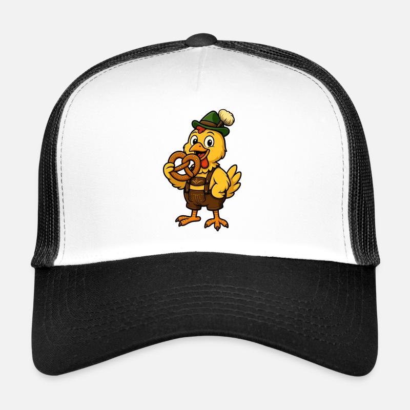 Hühnchen in der Lederhose - Trucker Cap - Weiß/Schwarz