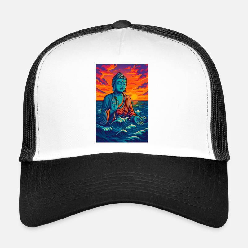 Ruhiger Buddha bei Sonnenuntergang Trucker Cap