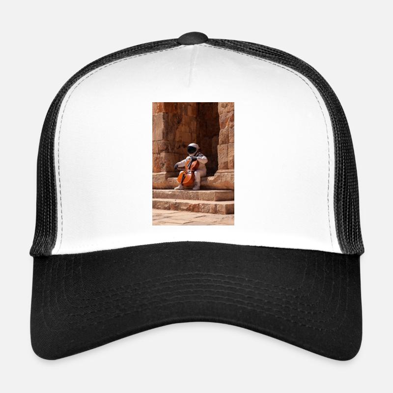 Un astronaute jouant du violoncelle dans des ruines antiques Casquette trucker 