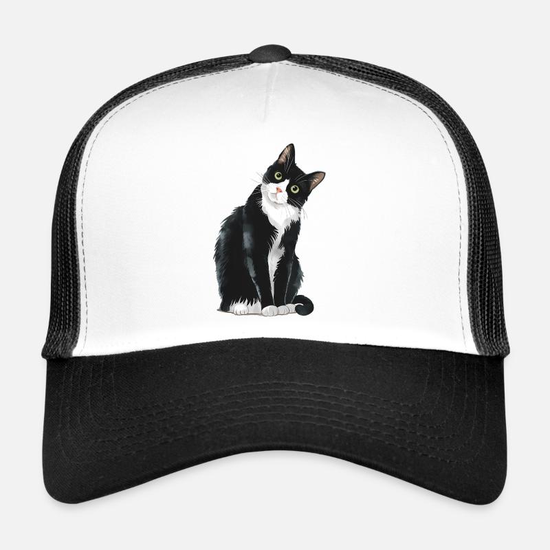 Black And White Cat Trucker Cap