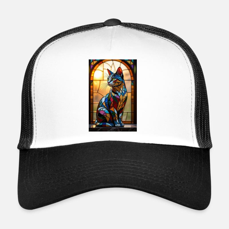 Gato Art Déco en Vitrail Coloré Casquette trucker 
