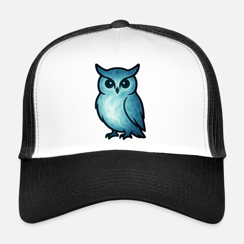 Seelentier und Wächterwesen: Eule - Trucker Cap - Weiß/Schwarz