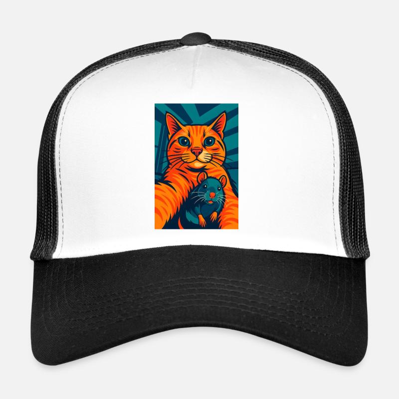 Drôle de chat orange chat et souris Casquette trucker 